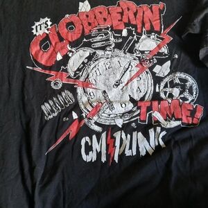 Aew Pro Wrestling Tees Cm Punk Xl Black Graphic 'Clobberin' Time' T-Shirt Wwe